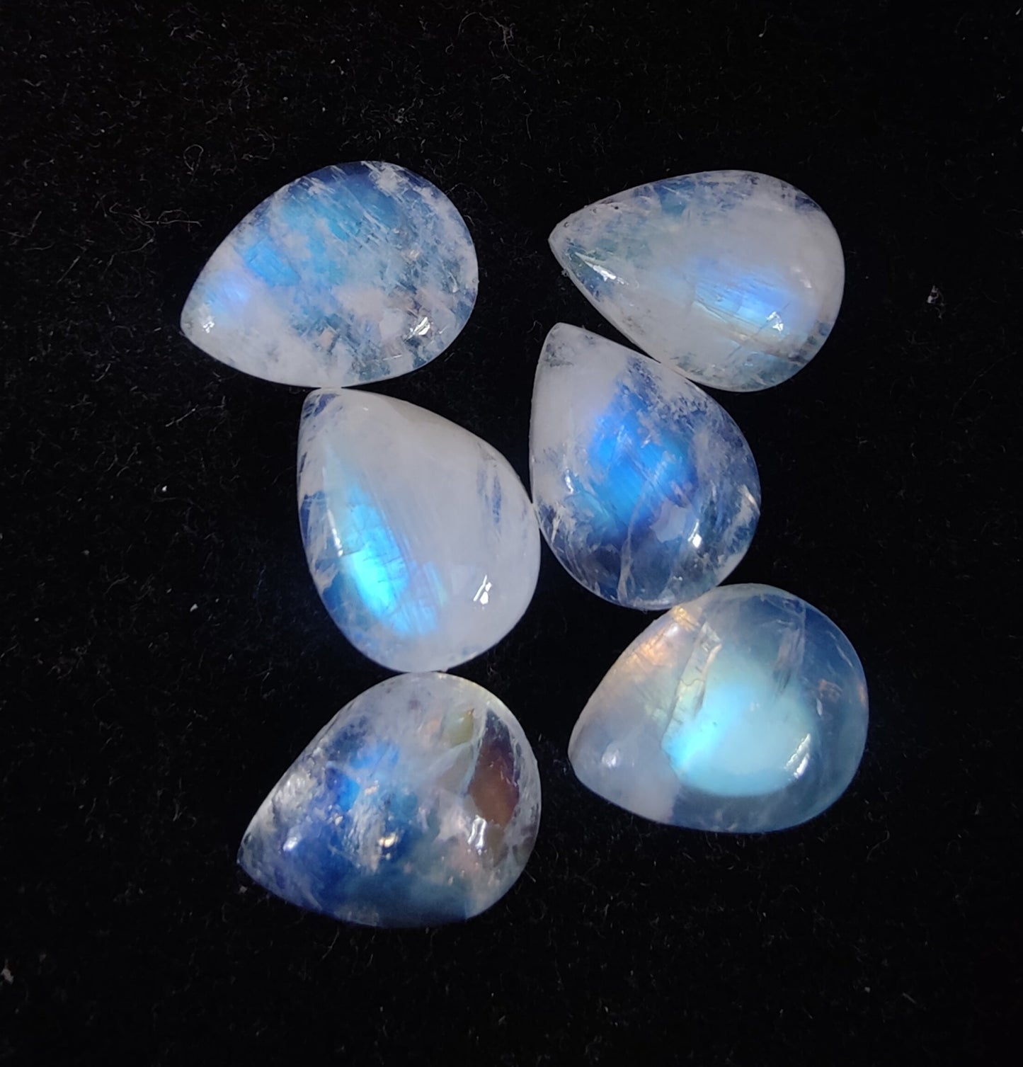 AAA+ QUALITY NATURAL RAINBOW MOONSTONE TEAR DROP SHAPE CABOCHON FLAT BACK PEAR SHAPE CALIBRATED GEMSTONES, ALL SIZES AVAILABLE