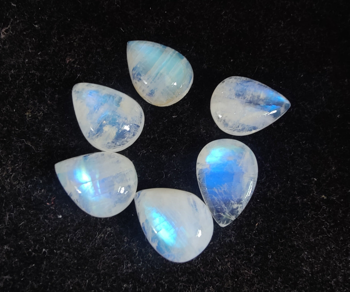 AAA+ QUALITY NATURAL RAINBOW MOONSTONE TEAR DROP SHAPE CABOCHON FLAT BACK PEAR SHAPE CALIBRATED GEMSTONES, ALL SIZES AVAILABLE