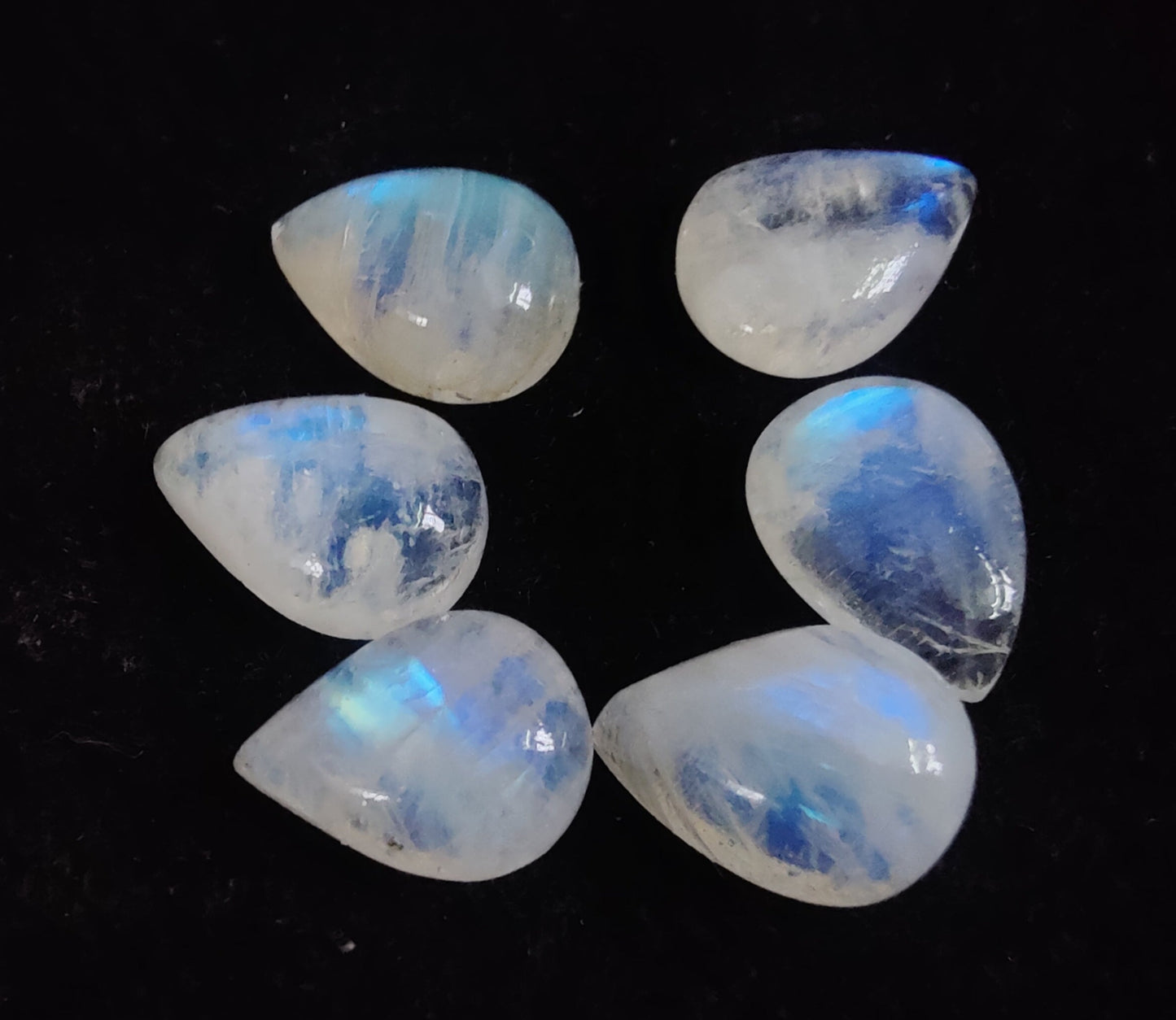 AAA+ QUALITY NATURAL RAINBOW MOONSTONE TEAR DROP SHAPE CABOCHON FLAT BACK PEAR SHAPE CALIBRATED GEMSTONES, ALL SIZES AVAILABLE