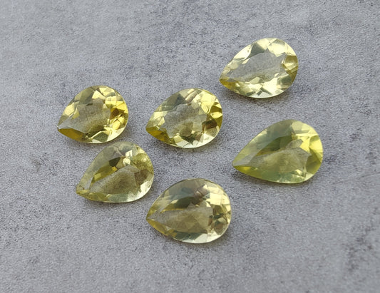 NATURAL LEMON QUARTZ TEAR DROP SHAPE FACETED CUT CALIBRATED PEAR SHAPE GEMSTONES, ALL SIZES AVAILABLE