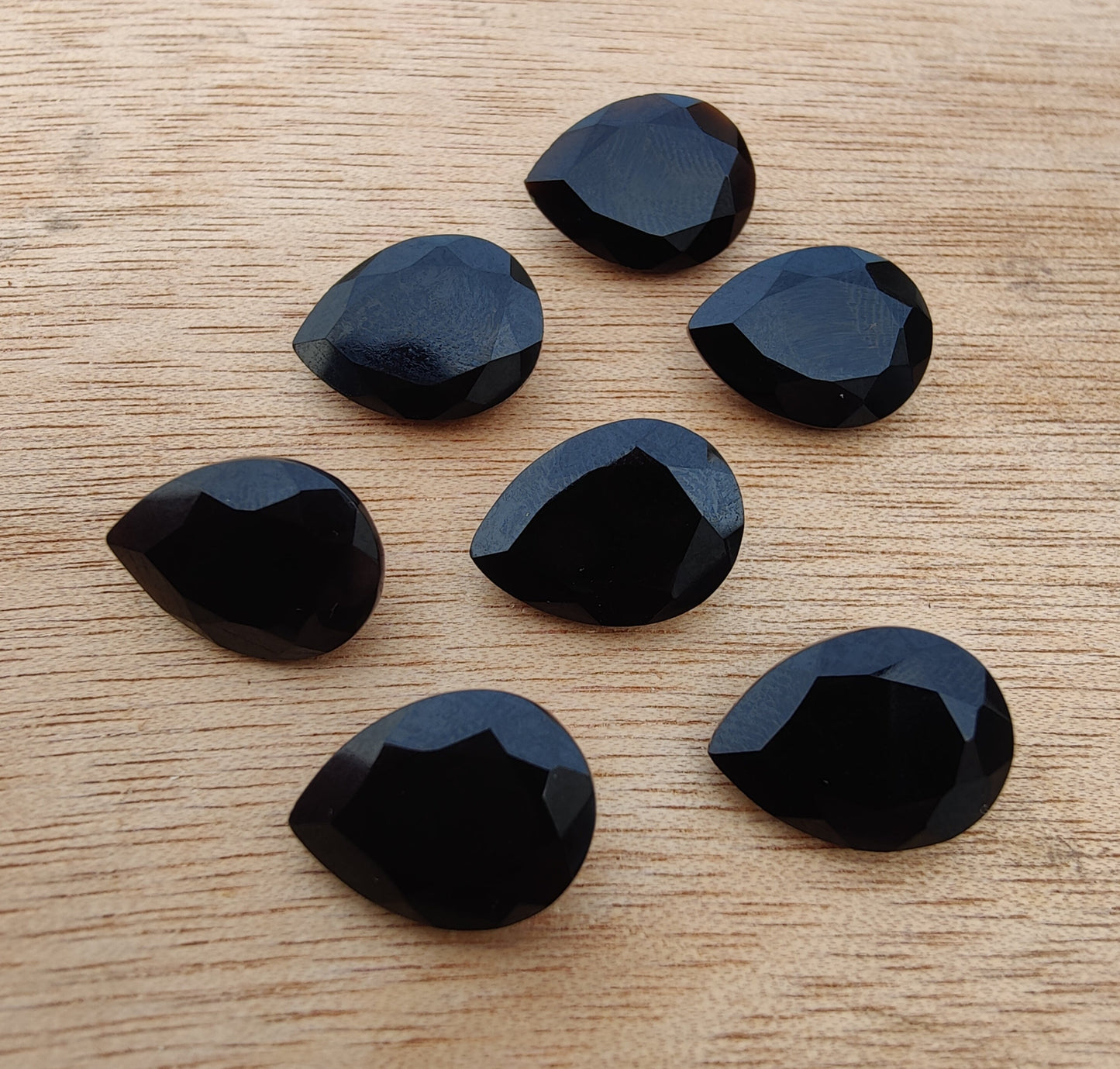 AAA+ QUALITY NATURAL BLACK ONYX TEAR DROP SHAPE FACETED CUT CALIBRATED PEAR SHAPE GEMSTONES, ALL SIZES AVAILABLE