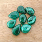 NATURAL MALACHITE CABOCHON PEAR SHAPE FLAT BACK CALIBRATED AAA+ QUALITY TEAR DROP SHAPE GEMSTONES, ALL SIZES AVAILABLE