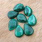 NATURAL MALACHITE CABOCHON PEAR SHAPE FLAT BACK CALIBRATED AAA+ QUALITY TEAR DROP SHAPE GEMSTONES, ALL SIZES AVAILABLE