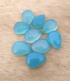 AAA+ QUALITY NATURAL BLUE CHALCEDONY PEAR SHAPE CABOCHON FLAT BACK CALIBRATED TEARDROP SHAPE GEMSTONES, ALL SIZES AVAILABLE