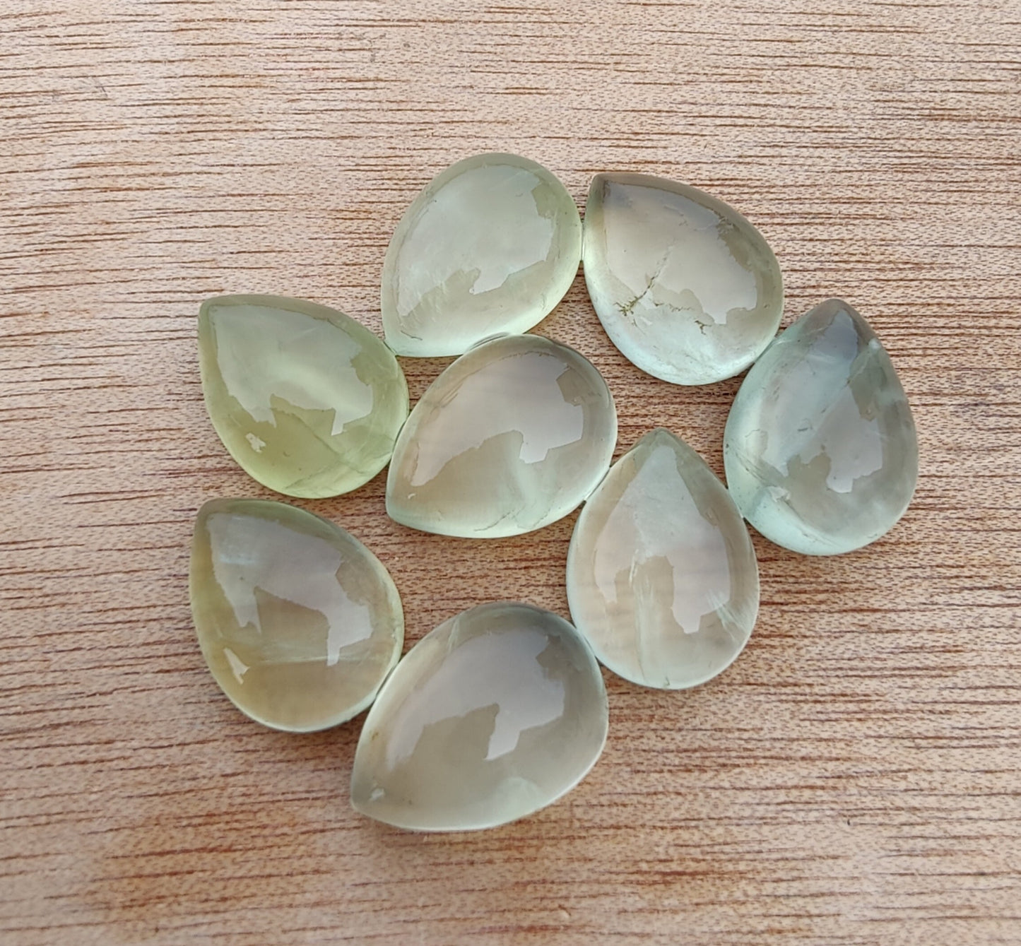 AAA+ QUALITY NATURAL PREHNITE CABOCHON FLAT BACK TEAR DROP SHAPE CALIBRATED PEAR SHAPE GEMSTONES, ALL SIZES AVAILABLE