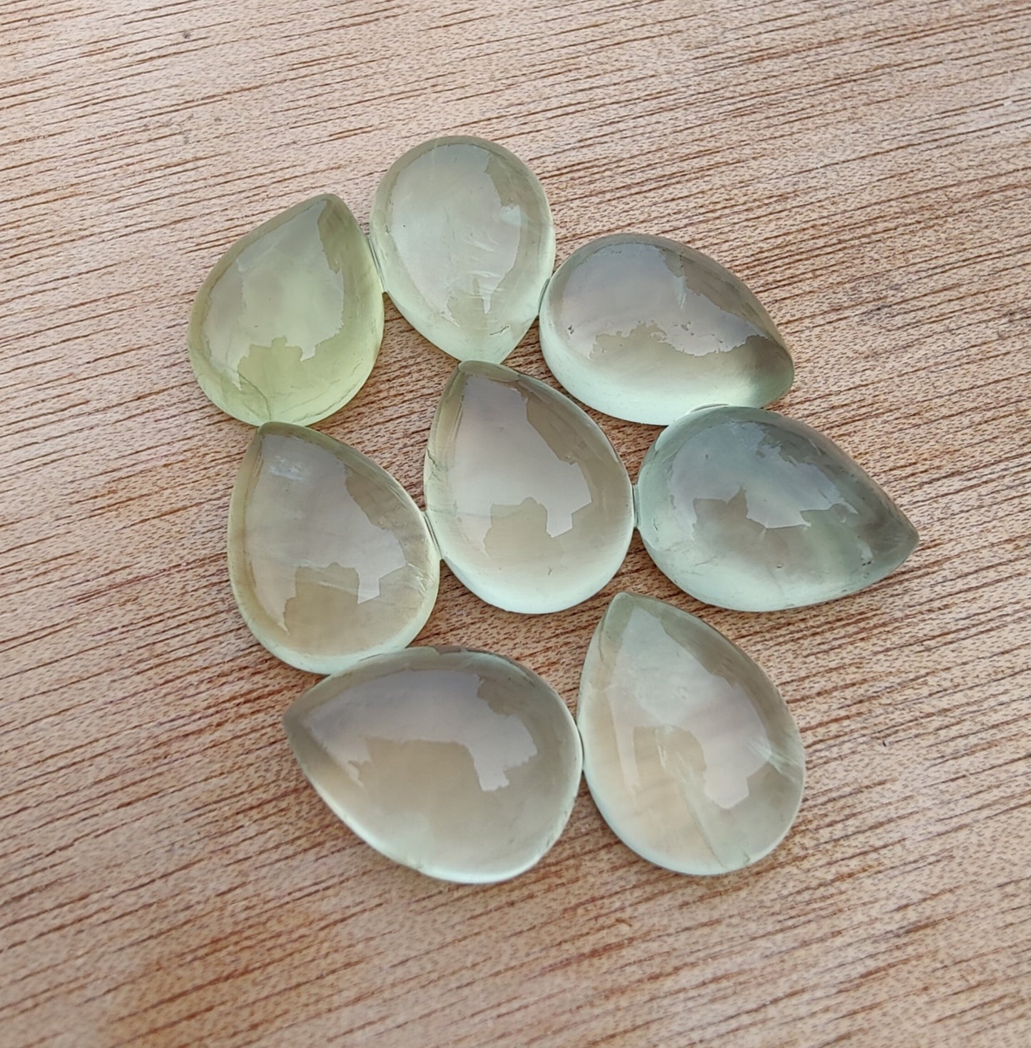 AAA+ QUALITY NATURAL PREHNITE CABOCHON FLAT BACK TEAR DROP SHAPE CALIBRATED PEAR SHAPE GEMSTONES, ALL SIZES AVAILABLE