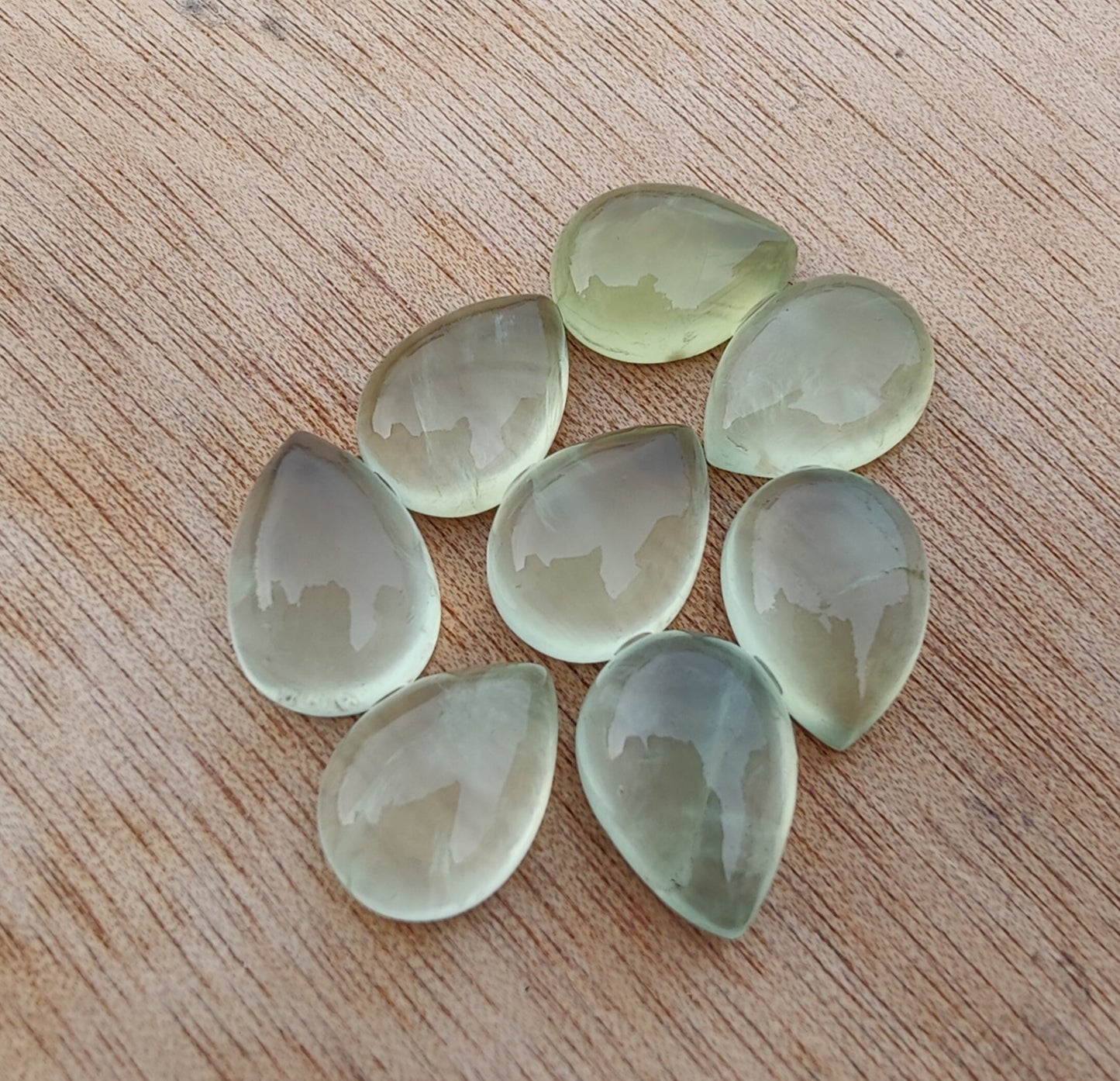 AAA+ QUALITY NATURAL PREHNITE CABOCHON FLAT BACK TEAR DROP SHAPE CALIBRATED PEAR SHAPE GEMSTONES, ALL SIZES AVAILABLE