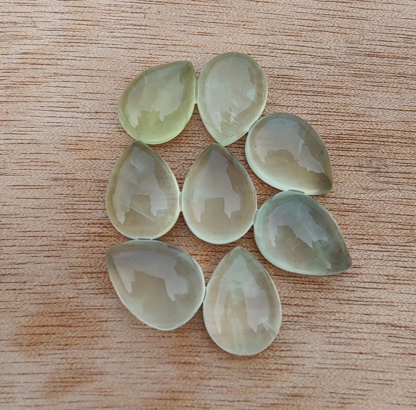 AAA+ QUALITY NATURAL PREHNITE CABOCHON FLAT BACK TEAR DROP SHAPE CALIBRATED PEAR SHAPE GEMSTONES, ALL SIZES AVAILABLE
