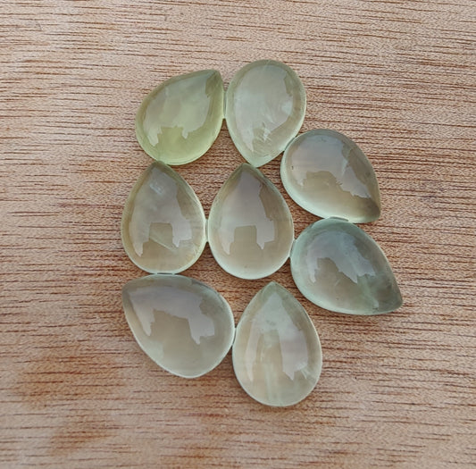 AAA+ QUALITY NATURAL PREHNITE CABOCHON FLAT BACK TEAR DROP SHAPE CALIBRATED PEAR SHAPE GEMSTONES, ALL SIZES AVAILABLE