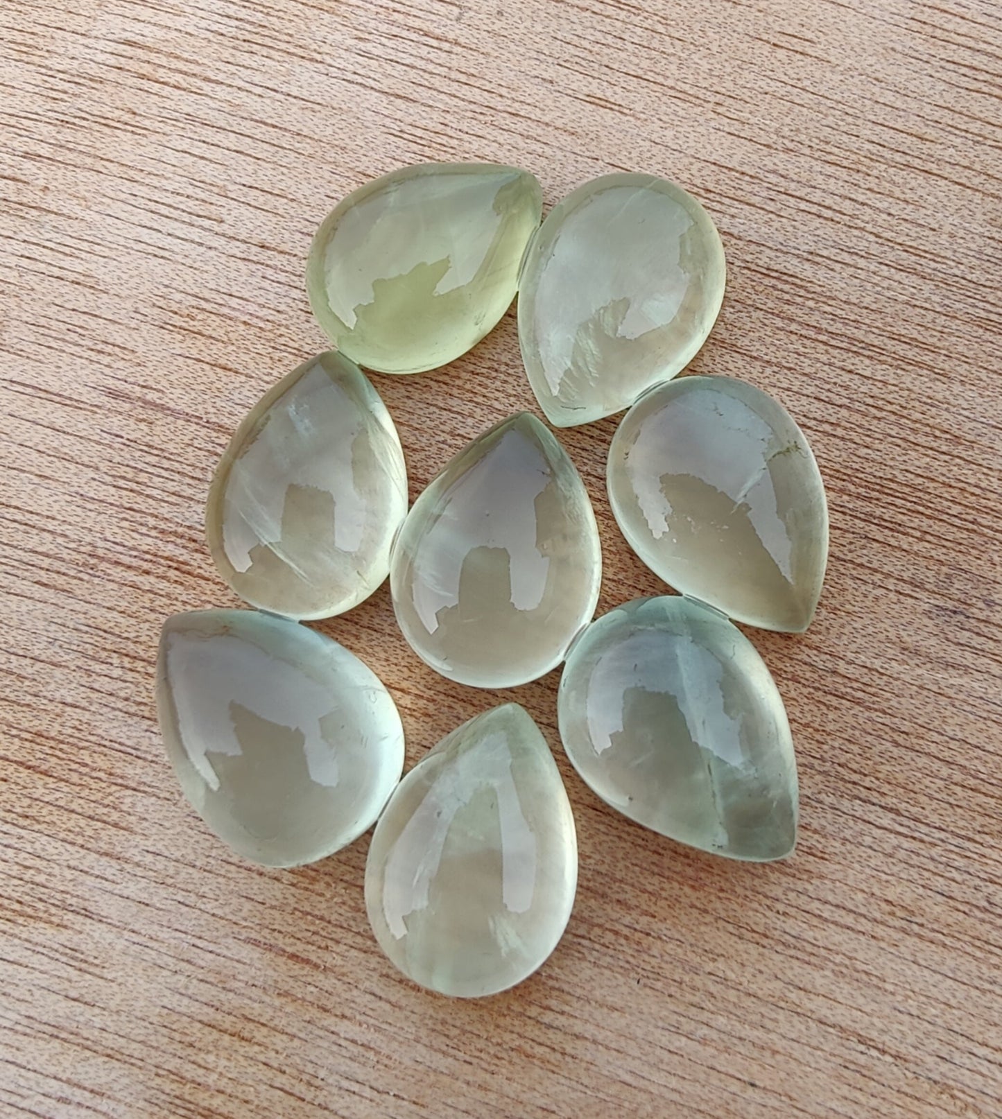 AAA+ QUALITY NATURAL PREHNITE CABOCHON FLAT BACK TEAR DROP SHAPE CALIBRATED PEAR SHAPE GEMSTONES, ALL SIZES AVAILABLE