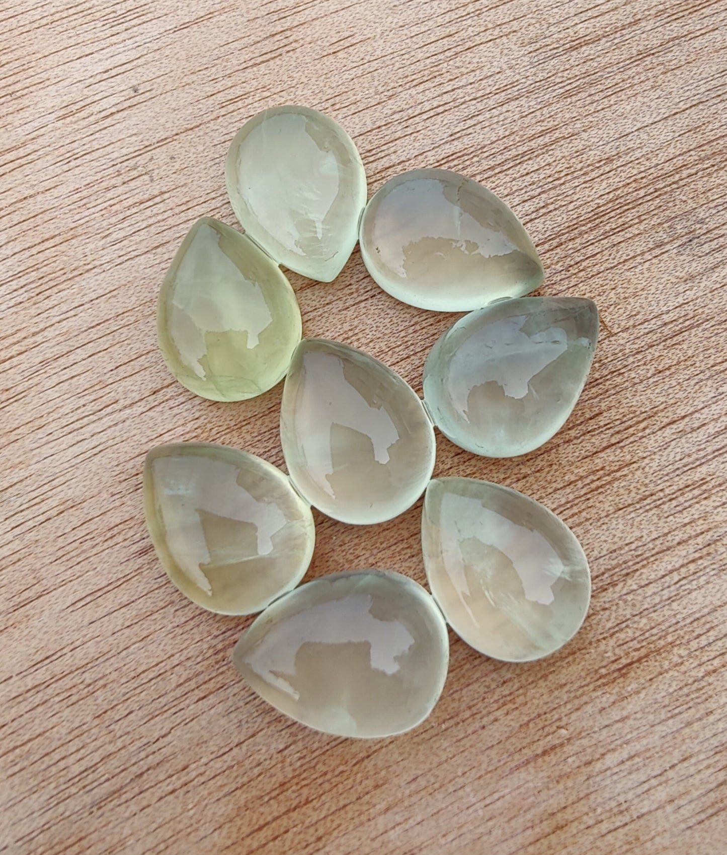 AAA+ QUALITY NATURAL PREHNITE CABOCHON FLAT BACK TEAR DROP SHAPE CALIBRATED PEAR SHAPE GEMSTONES, ALL SIZES AVAILABLE
