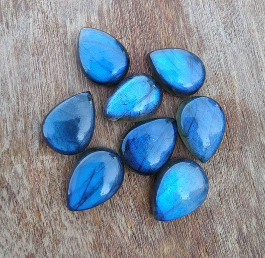 AAA+ QUALITY NATURAL LABRADORITE CABOCHON FLAT BACK TEARDROP SHAPE CALIBRATED PEAR SHAPE GEMSTONES, ALL SIZES AVAILABLE