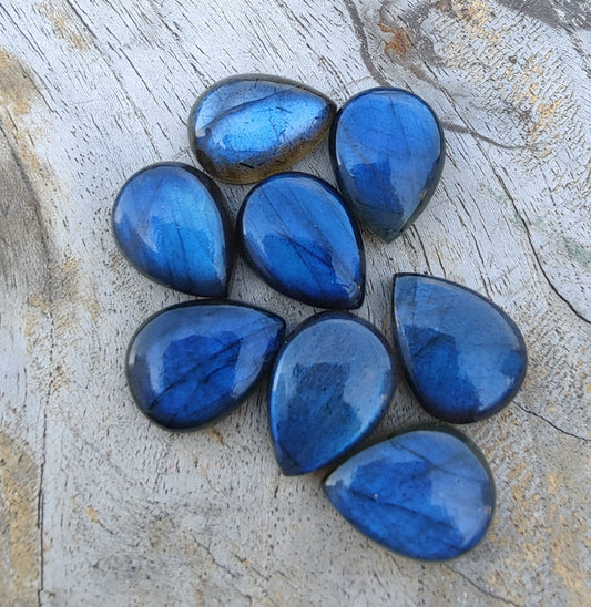 AAA+ QUALITY NATURAL LABRADORITE CABOCHON FLAT BACK TEARDROP SHAPE CALIBRATED PEAR SHAPE GEMSTONES, ALL SIZES AVAILABLE