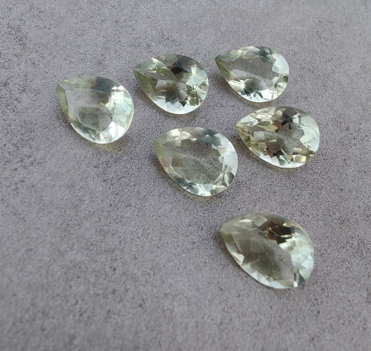 AAA+ QUALITY NATURAL GREEN AMETHYST TEARDROP SHAPE FACETED CUT CALIBRATED PEAR SHAPE GEMSTONES