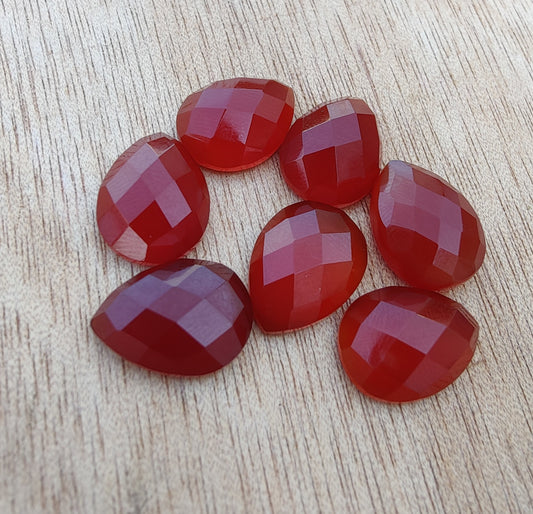 NATURAL RED ONYX PEAR SHAPE CHECKER CUT FLAT BACK CALIBRATED TEARDROP GEMSTONES, ALL SIZES AVAILABLE