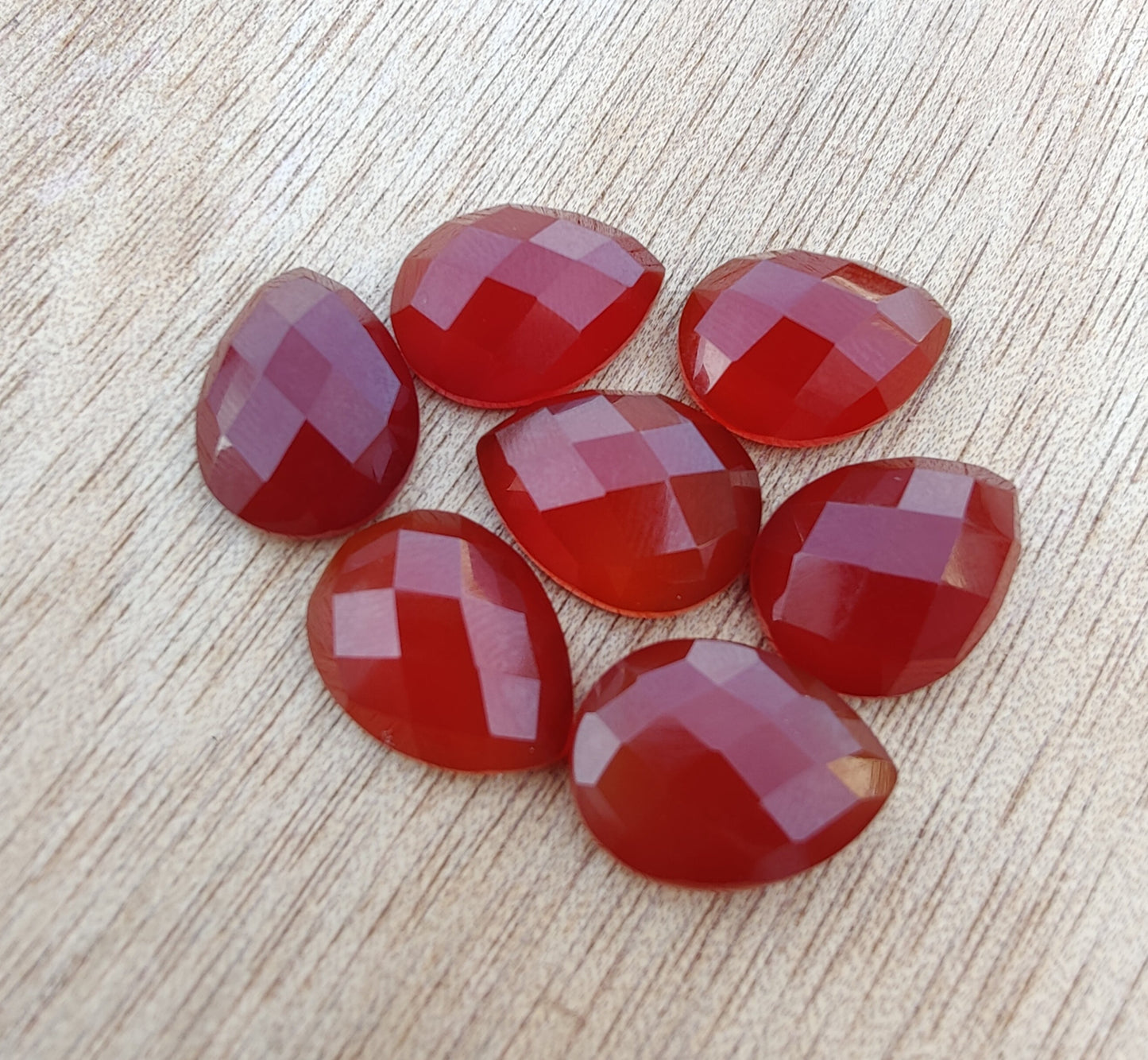 NATURAL RED ONYX PEAR SHAPE CHECKER CUT FLAT BACK CALIBRATED TEARDROP GEMSTONES, ALL SIZES AVAILABLE
