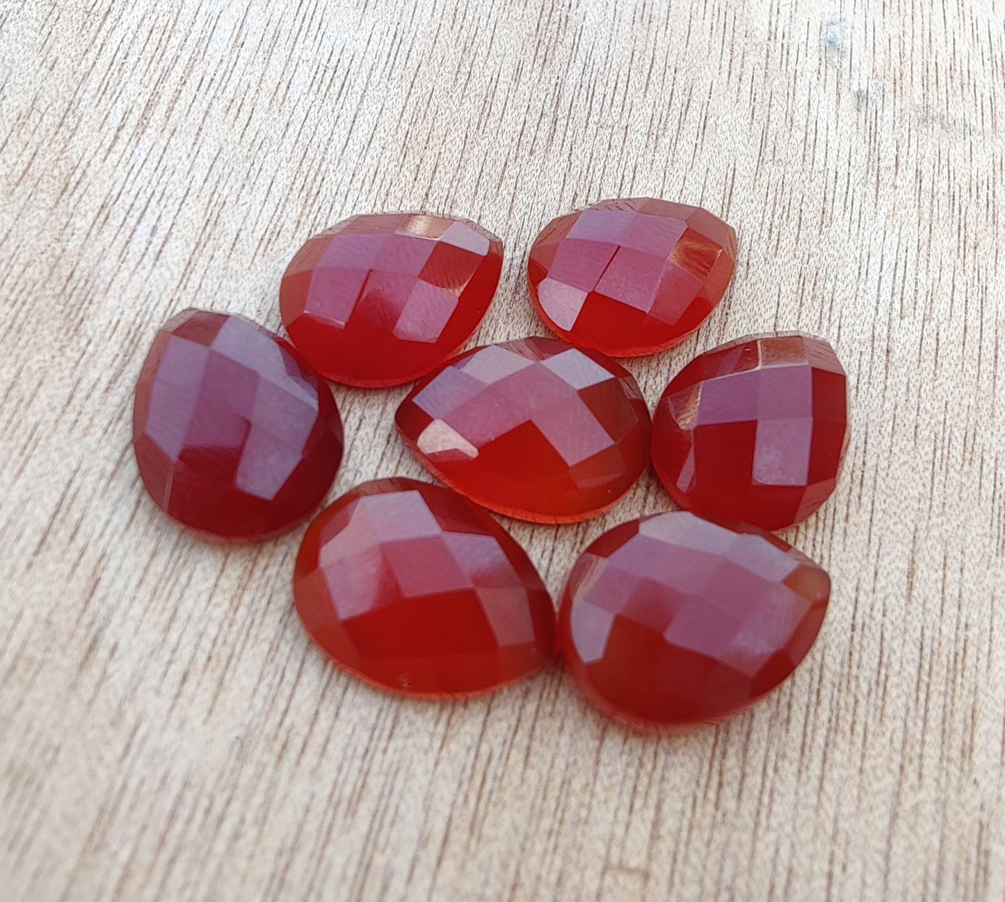 NATURAL RED ONYX PEAR SHAPE CHECKER CUT FLAT BACK CALIBRATED TEARDROP GEMSTONES, ALL SIZES AVAILABLE