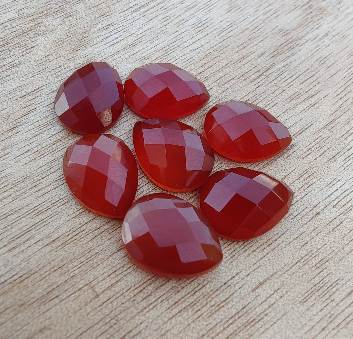 NATURAL RED ONYX PEAR SHAPE CHECKER CUT FLAT BACK CALIBRATED TEARDROP GEMSTONES, ALL SIZES AVAILABLE