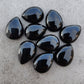 AAA+ QUALITY NATURAL BLACK ONYX CABOCHON FLAT BACK TEARDROP SHAPE CALIBRATED PEAR SHAPE GEMSTONES, ALL SIZES AVAILABLE