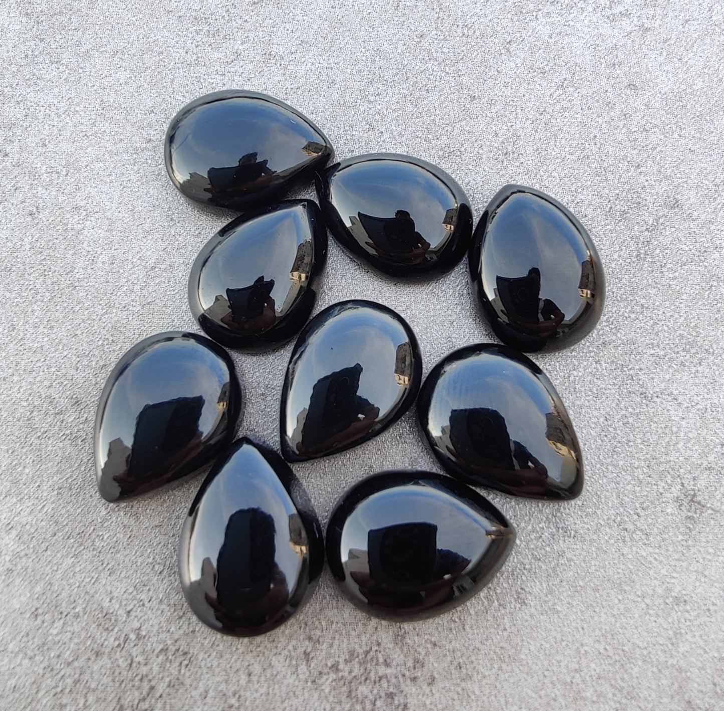 AAA+ QUALITY NATURAL BLACK ONYX CABOCHON FLAT BACK TEARDROP SHAPE CALIBRATED PEAR SHAPE GEMSTONES, ALL SIZES AVAILABLE