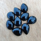 AAA+ QUALITY NATURAL BLACK ONYX CABOCHON FLAT BACK TEARDROP SHAPE CALIBRATED PEAR SHAPE GEMSTONES, ALL SIZES AVAILABLE