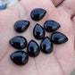 AAA+ QUALITY NATURAL BLACK ONYX CABOCHON FLAT BACK TEARDROP SHAPE CALIBRATED PEAR SHAPE GEMSTONES, ALL SIZES AVAILABLE