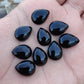 AAA+ QUALITY NATURAL BLACK ONYX CABOCHON FLAT BACK TEARDROP SHAPE CALIBRATED PEAR SHAPE GEMSTONES, ALL SIZES AVAILABLE