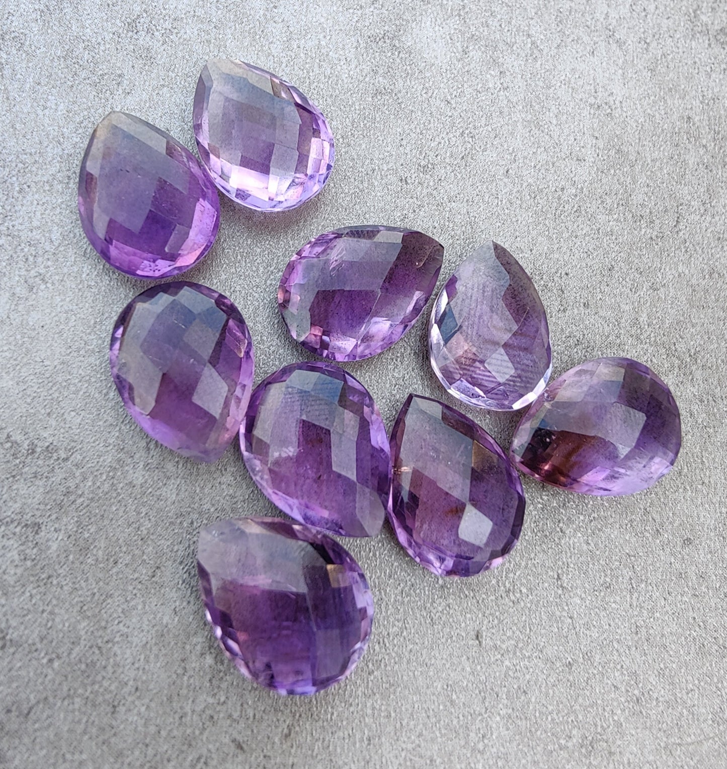 NATURAL AMETHYST BRIOLETTE CUT PEAR SHAPE CALIBRATED TEARDROP SHAPE AAA+ QUALITY GEMSTONES