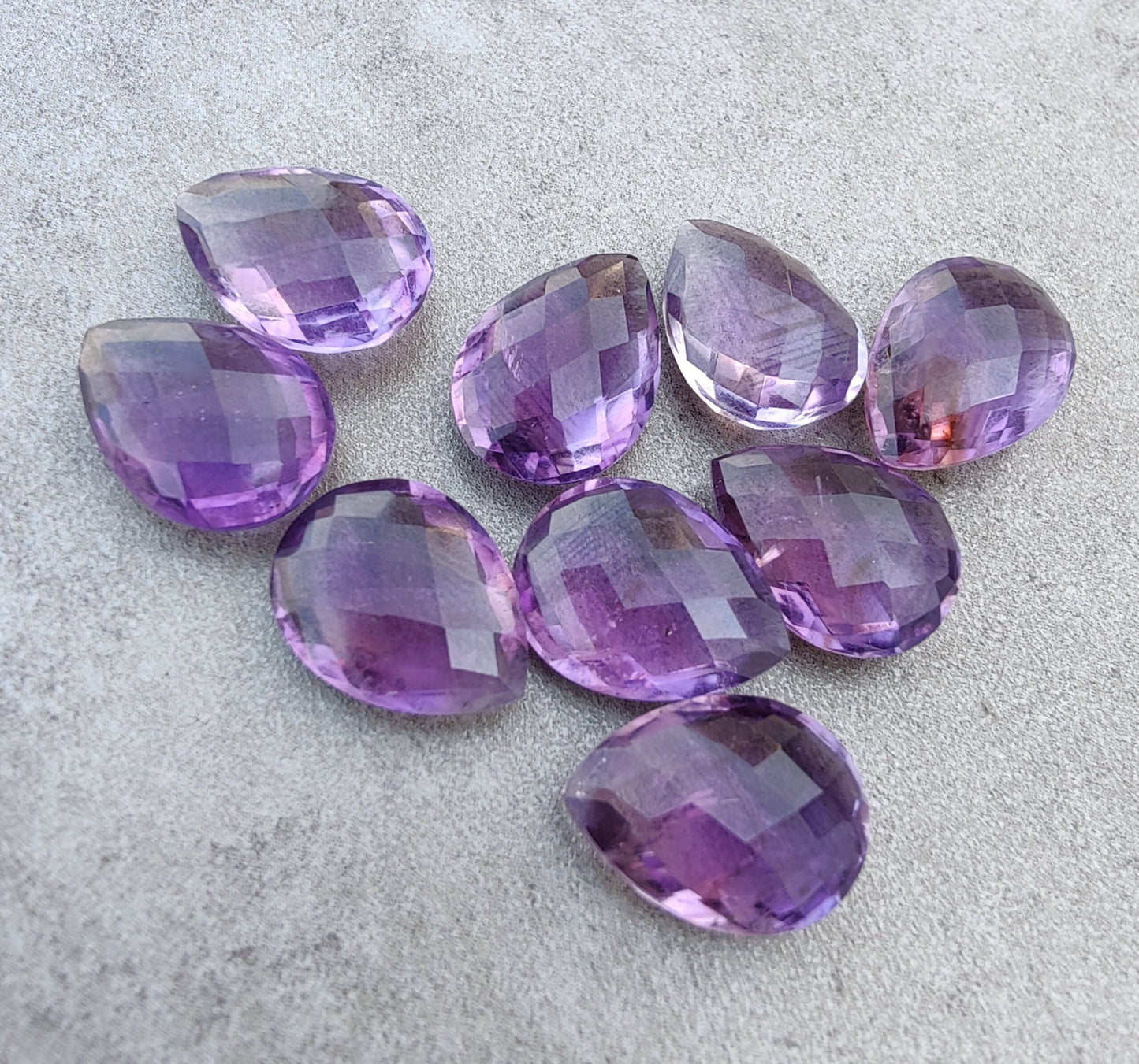NATURAL AMETHYST BRIOLETTE CUT PEAR SHAPE CALIBRATED TEARDROP SHAPE AAA+ QUALITY GEMSTONES