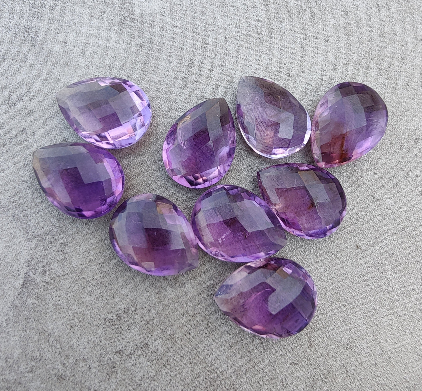 NATURAL AMETHYST BRIOLETTE CUT PEAR SHAPE CALIBRATED TEARDROP SHAPE AAA+ QUALITY GEMSTONES