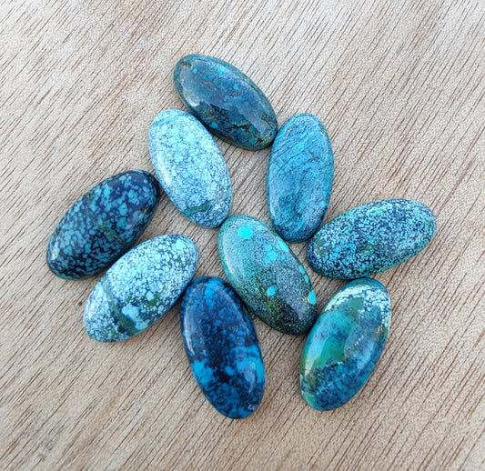 AAA+ QUALITY NATURAL TIBETAN TURQUOISE BIG OVAL SHAPE CABOCHON FLAT BACK CALIBRATED GEMSTONES, ALL SIZES AVAILABLE
