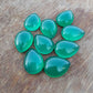 AAA+ QUALITY NATURAL GREEN ONYX PEAR SHAPE CABOCHON FLAT BACK CALIBRATED TEARDROP SHAPE GEMSTONES, ALL SIZES AVAILABLE