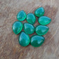 AAA+ QUALITY NATURAL GREEN ONYX PEAR SHAPE CABOCHON FLAT BACK CALIBRATED TEARDROP SHAPE GEMSTONES, ALL SIZES AVAILABLE