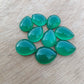 AAA+ QUALITY NATURAL GREEN ONYX PEAR SHAPE CABOCHON FLAT BACK CALIBRATED TEARDROP SHAPE GEMSTONES, ALL SIZES AVAILABLE