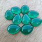 AAA+ QUALITY NATURAL GREEN ONYX PEAR SHAPE CABOCHON FLAT BACK CALIBRATED TEARDROP SHAPE GEMSTONES, ALL SIZES AVAILABLE