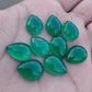 AAA+ QUALITY NATURAL GREEN ONYX PEAR SHAPE CABOCHON FLAT BACK CALIBRATED TEARDROP SHAPE GEMSTONES, ALL SIZES AVAILABLE