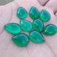 AAA+ QUALITY NATURAL GREEN ONYX PEAR SHAPE CABOCHON FLAT BACK CALIBRATED TEARDROP SHAPE GEMSTONES, ALL SIZES AVAILABLE