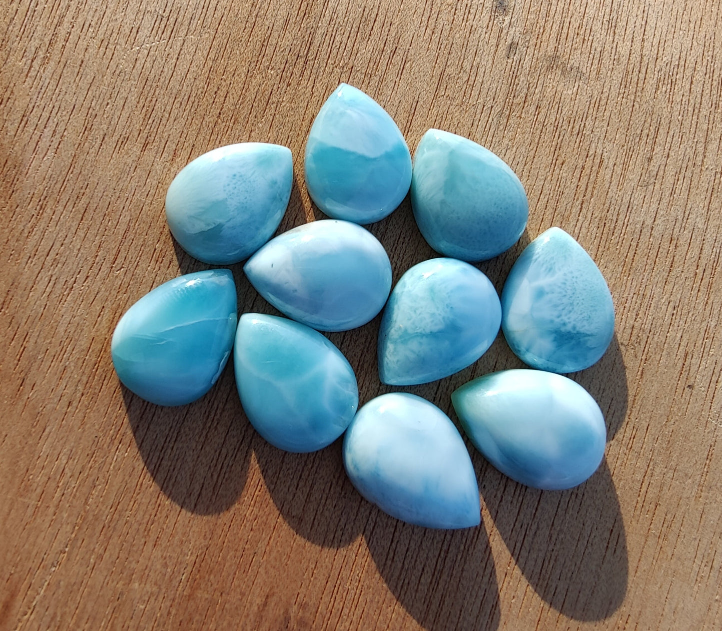 AAA+ QUALITY NATURAL LARIMAR PEAR SHAPE CABOCHON FLAT BACK CALIBRATED TEARDROP SHAPE GEMSTONES