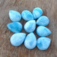 AAA+ QUALITY NATURAL LARIMAR PEAR SHAPE CABOCHON FLAT BACK CALIBRATED TEARDROP SHAPE GEMSTONES