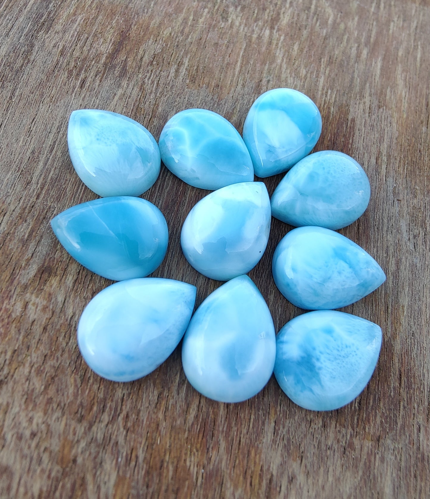 AAA+ QUALITY NATURAL LARIMAR PEAR SHAPE CABOCHON FLAT BACK CALIBRATED TEARDROP SHAPE GEMSTONES
