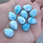 AAA+ QUALITY NATURAL LARIMAR PEAR SHAPE CABOCHON FLAT BACK CALIBRATED TEARDROP SHAPE GEMSTONES