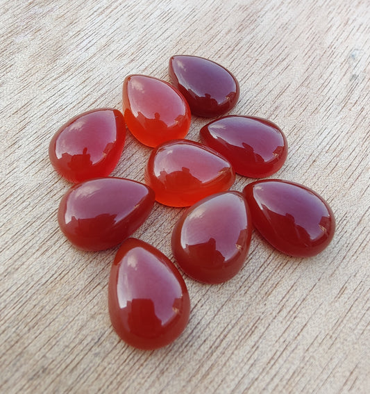 NATURAL RED ONYX TEARDROP SHAPE CABOCHON FLAT BACK CALIBRATED PEAR SHAPE GEMSTONES, ALL SIZES AVAILABLE