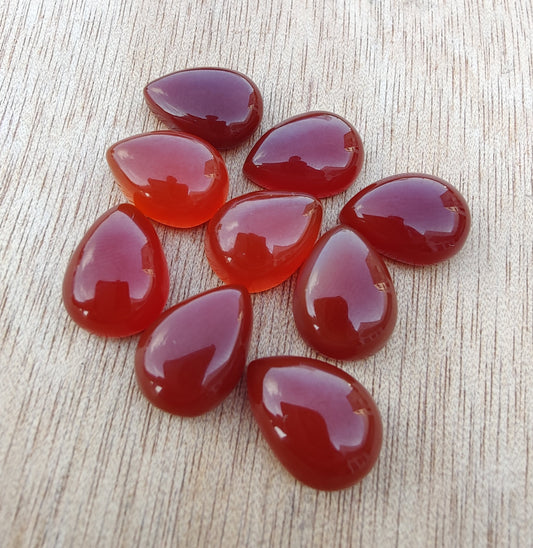 NATURAL RED ONYX TEARDROP SHAPE CABOCHON FLAT BACK CALIBRATED PEAR SHAPE GEMSTONES, ALL SIZES AVAILABLE
