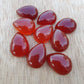 NATURAL RED ONYX TEARDROP SHAPE CABOCHON FLAT BACK CALIBRATED PEAR SHAPE GEMSTONES, ALL SIZES AVAILABLE