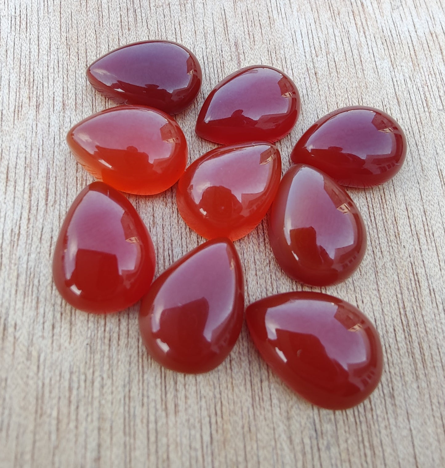 NATURAL RED ONYX TEARDROP SHAPE CABOCHON FLAT BACK CALIBRATED PEAR SHAPE GEMSTONES, ALL SIZES AVAILABLE