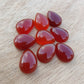 NATURAL RED ONYX TEARDROP SHAPE CABOCHON FLAT BACK CALIBRATED PEAR SHAPE GEMSTONES, ALL SIZES AVAILABLE