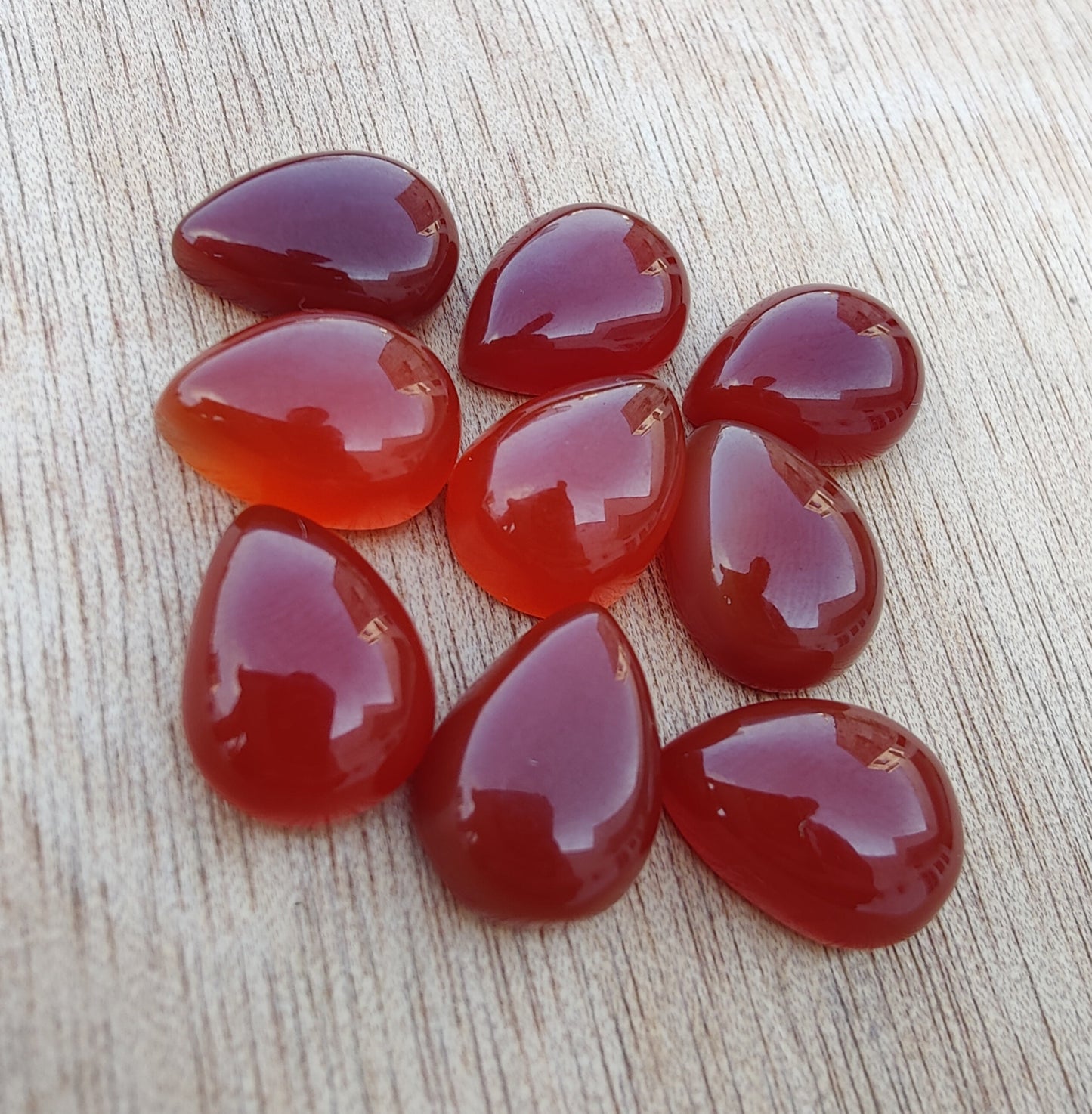 NATURAL RED ONYX TEARDROP SHAPE CABOCHON FLAT BACK CALIBRATED PEAR SHAPE GEMSTONES, ALL SIZES AVAILABLE