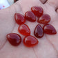 NATURAL RED ONYX TEARDROP SHAPE CABOCHON FLAT BACK CALIBRATED PEAR SHAPE GEMSTONES, ALL SIZES AVAILABLE