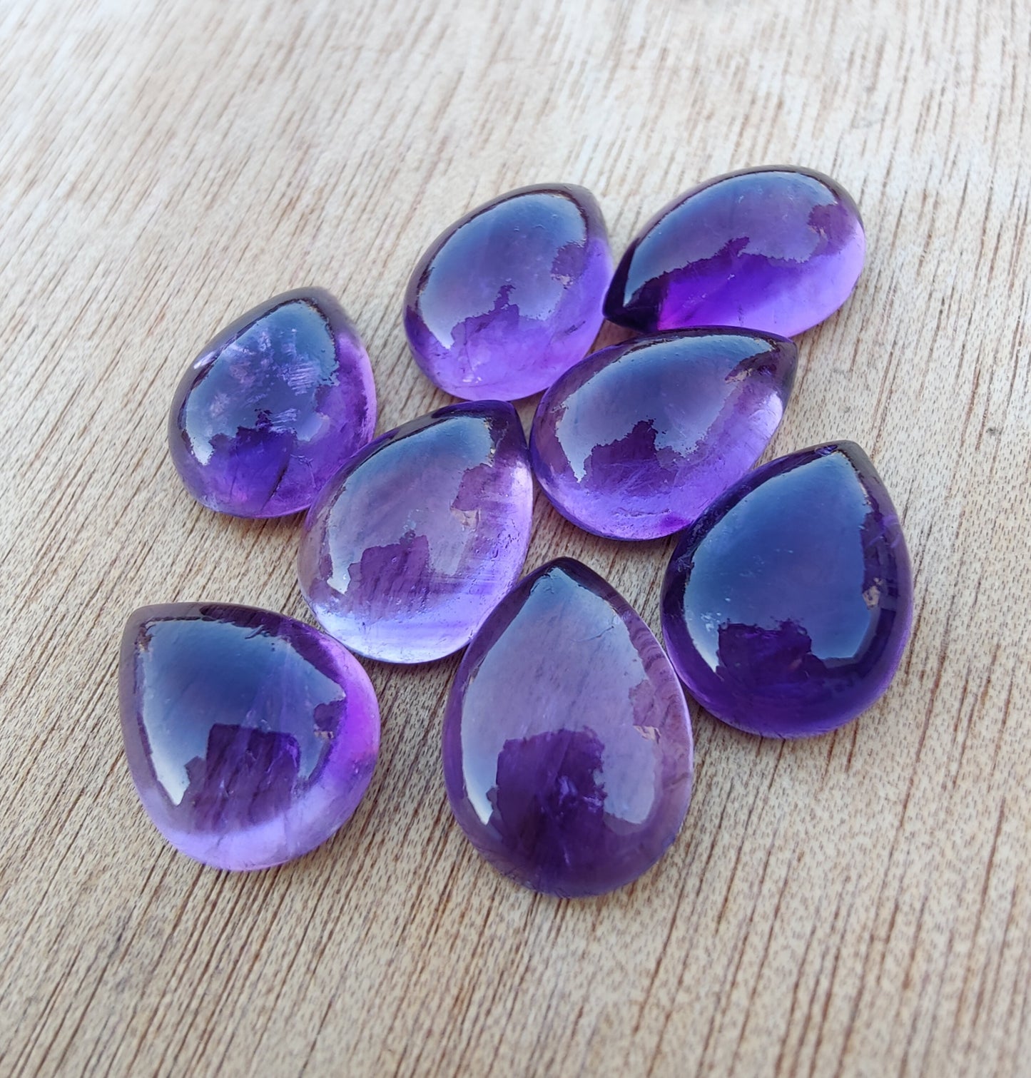 AAA+ QUALITY NATURAL AMETHYST PEAR SHAPE CABOCHON FLAT BACK CALIBRATED TEARDROP SHAPE GEMSTONES, ALL SIZES AVAILABLE