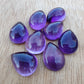 AAA+ QUALITY NATURAL AMETHYST PEAR SHAPE CABOCHON FLAT BACK CALIBRATED TEARDROP SHAPE GEMSTONES, ALL SIZES AVAILABLE
